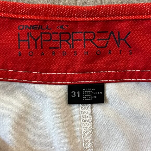 O’Neill‎ Hyperfreak Boardshorts Size 31 Trunks Colorblock Stripe Stretch Red - Picture 4 of 16
